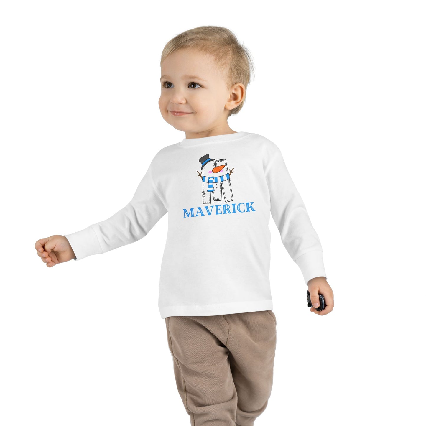 Toddler Long Sleeve Tee. SNOWMAN NAME