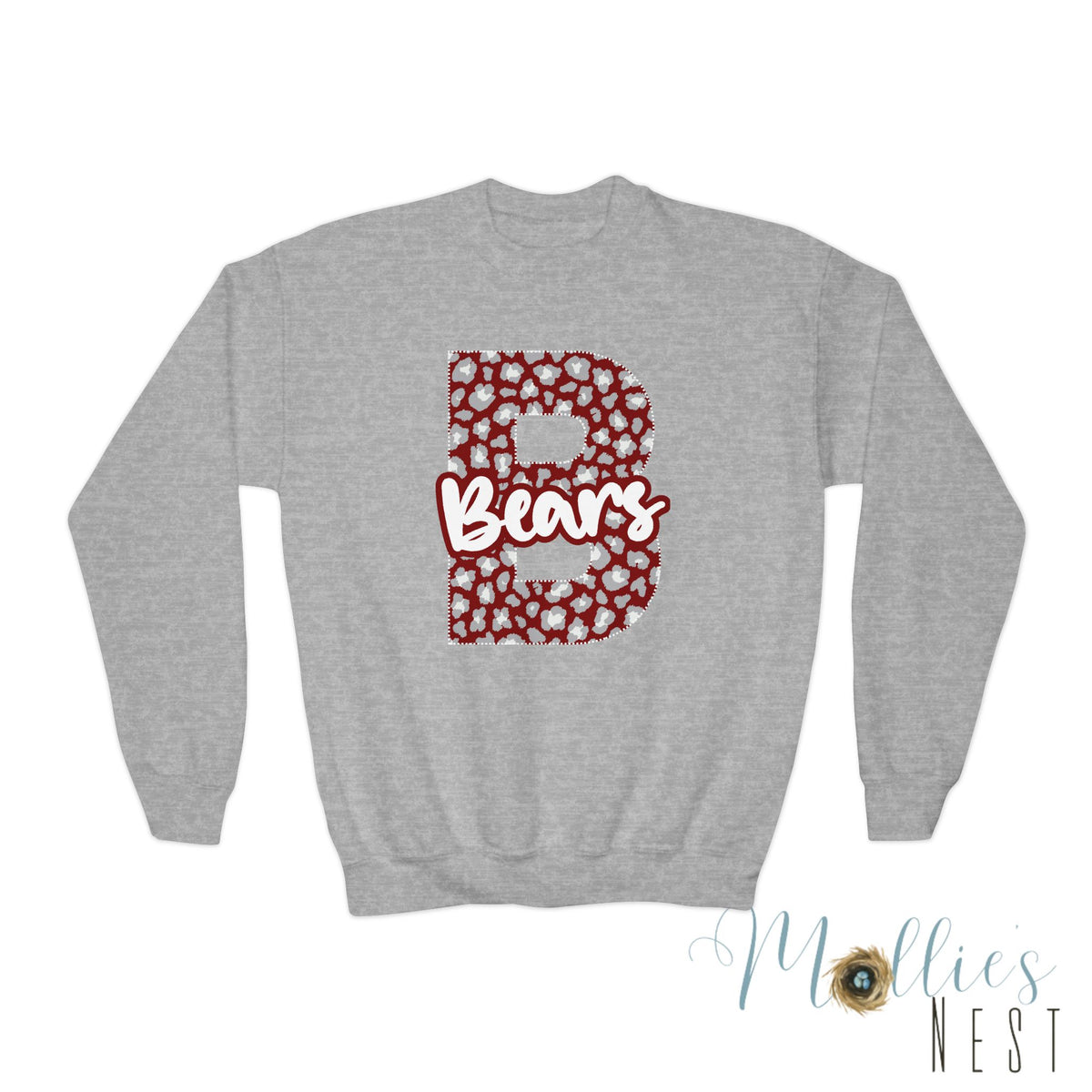 Youth Barton Bears. Crewneck Sweatshirt – Varsity B Bears Spirit Design