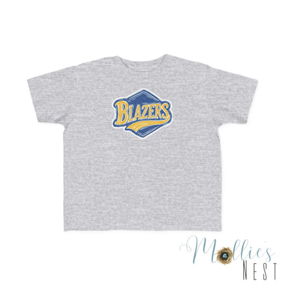 Toddler BLAZERS Retro Logo T‑Shirt — Valley View (Vintage Blue & Gold)