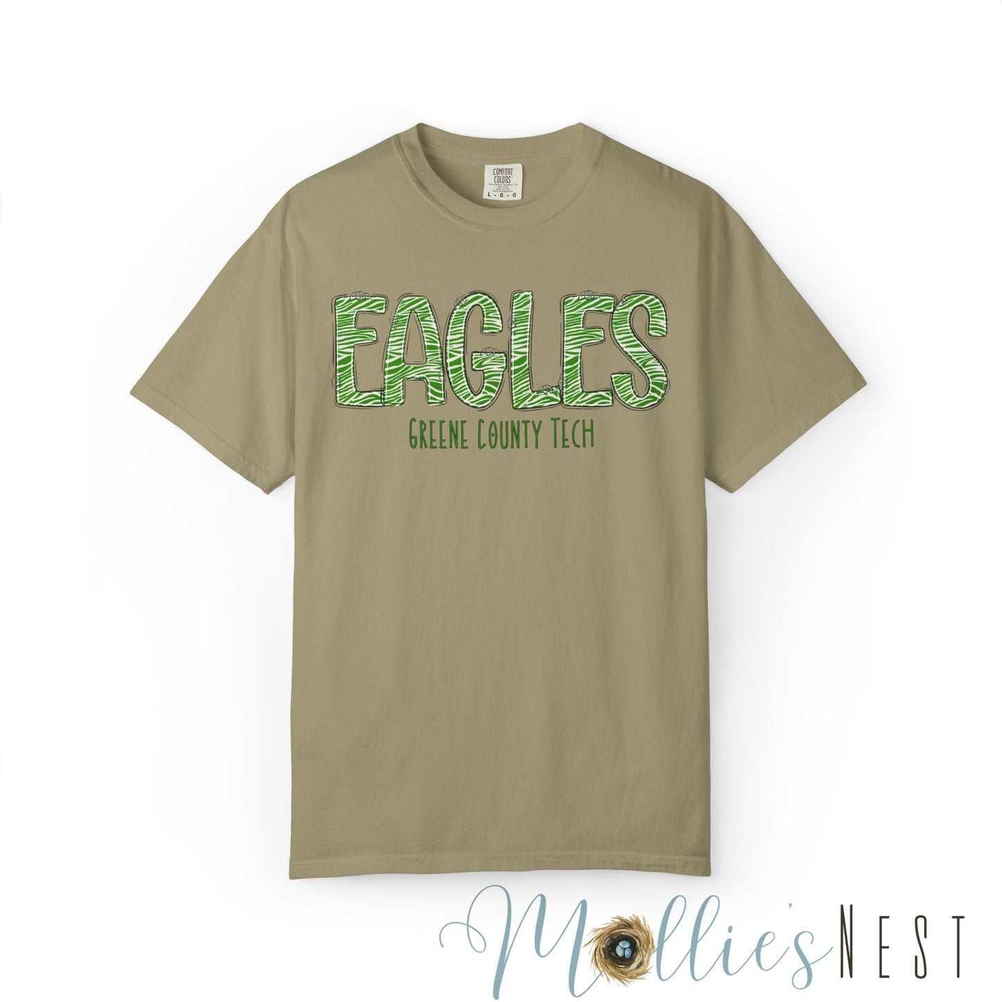 ADULT. Comfort Color Eagles (Green Zebra Print)