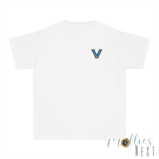 Youth Valley View. "V" logo. Simple Comfort Color Shirt