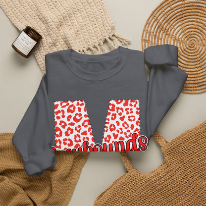 Adult. Marmaduke Greyhounds Leopard Print Initial M Crewneck Sweatshirt