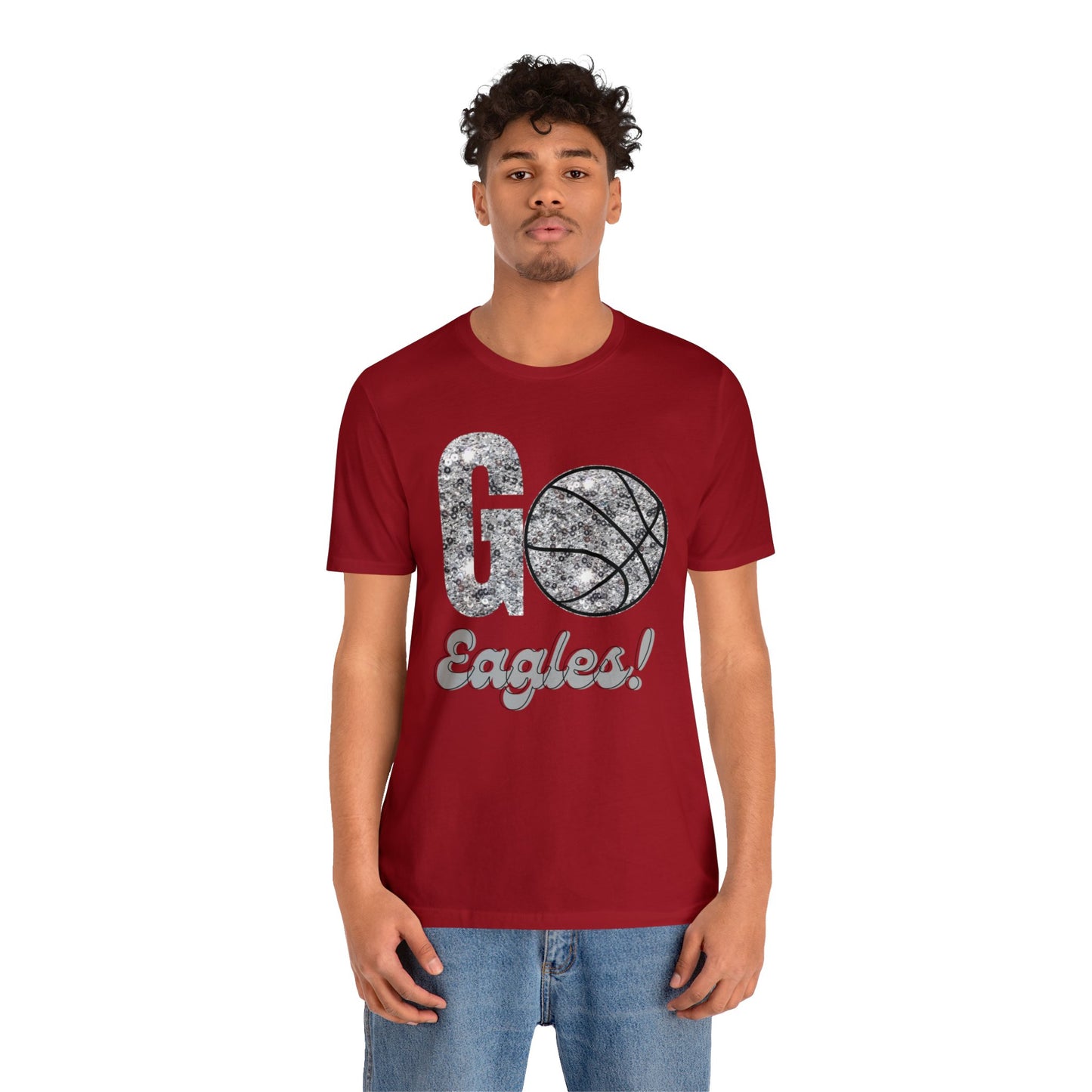 Faux Sequin Eagles Basketball Jersey Short Sleeve Tee