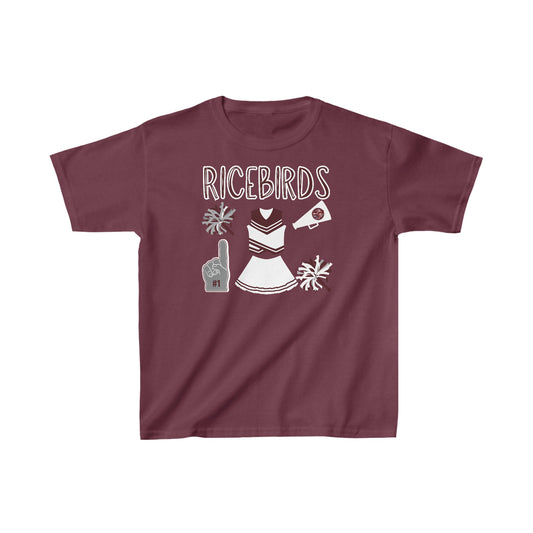 Ricebirds Cheer. Kids Heavy Cotton™ Tee