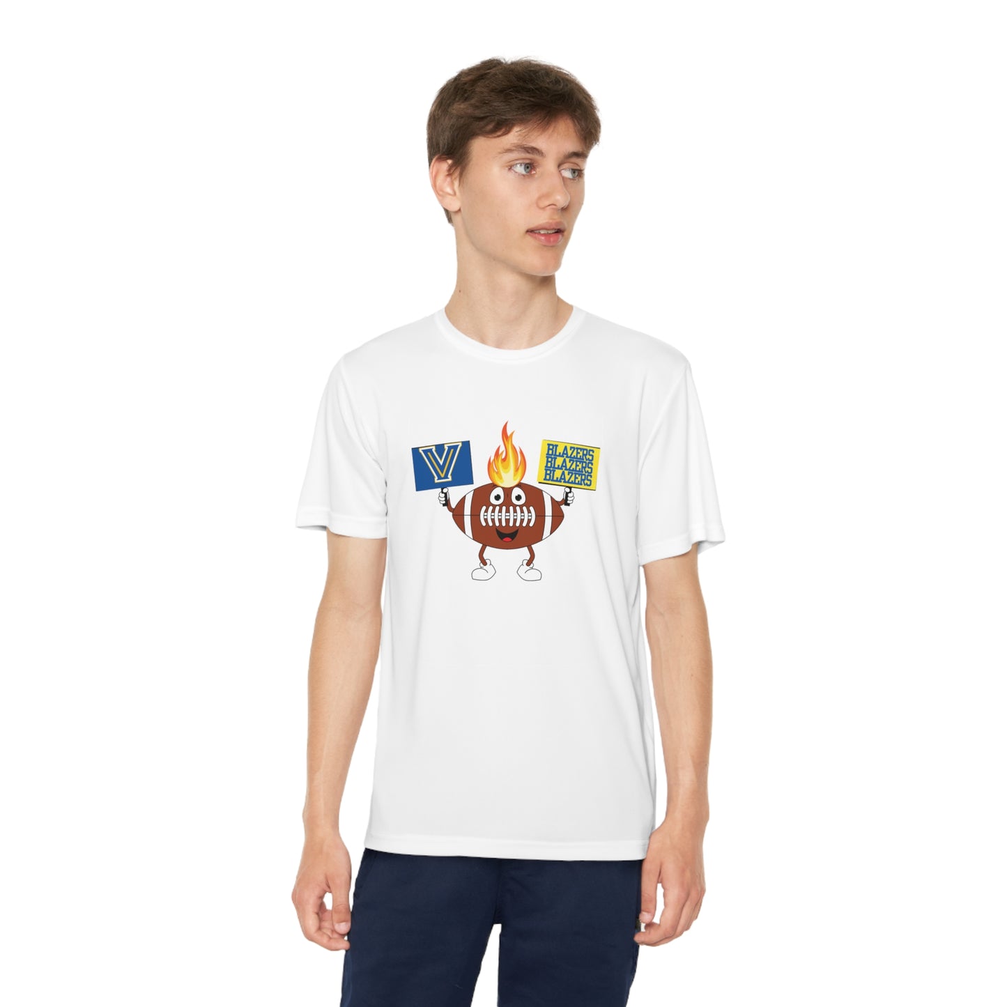 Youth Valley View Flame Football. Competitor Tee (Front Design Only)