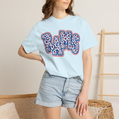 Paragould Rams Leopard Print Retro Logo T-Shirt