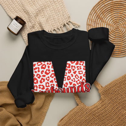 Adult. Marmaduke Greyhounds Leopard Print Initial M Crewneck Sweatshirt