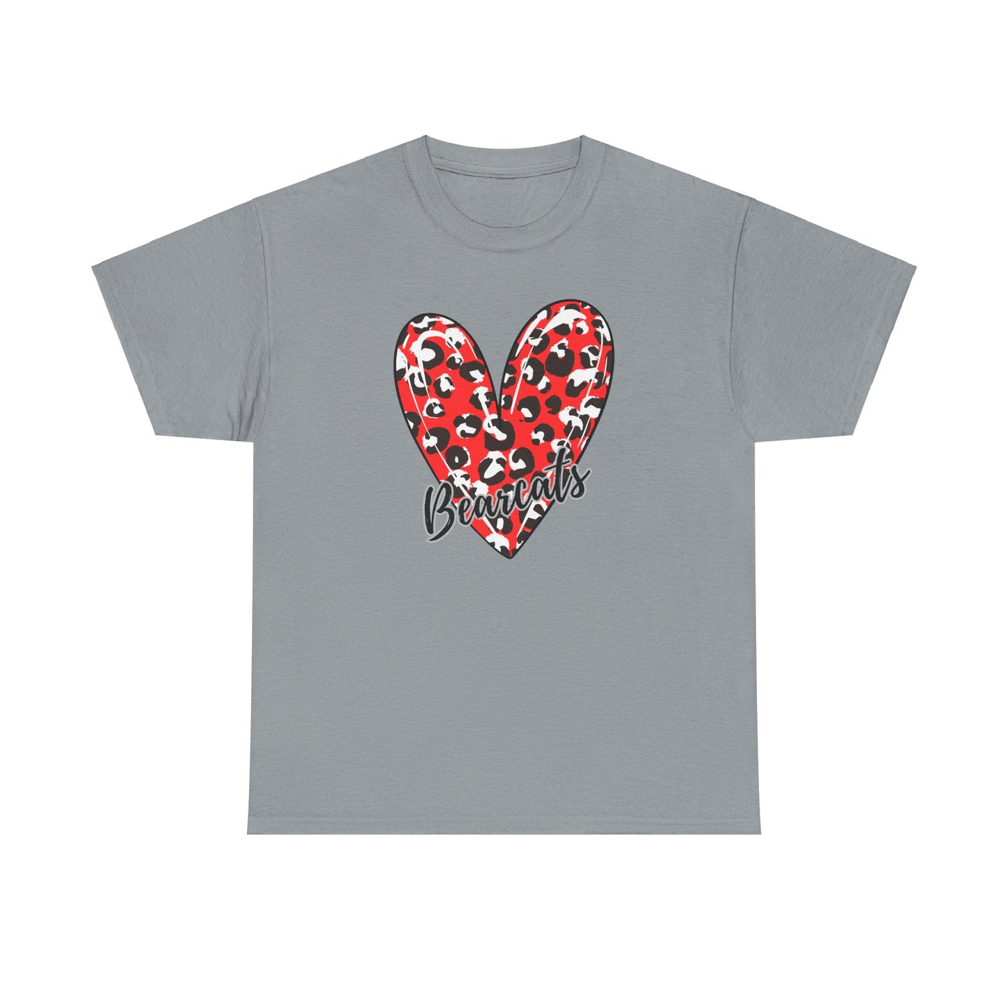 Unisex Heavy Cotton Tee. Bearcats Leopard Heart