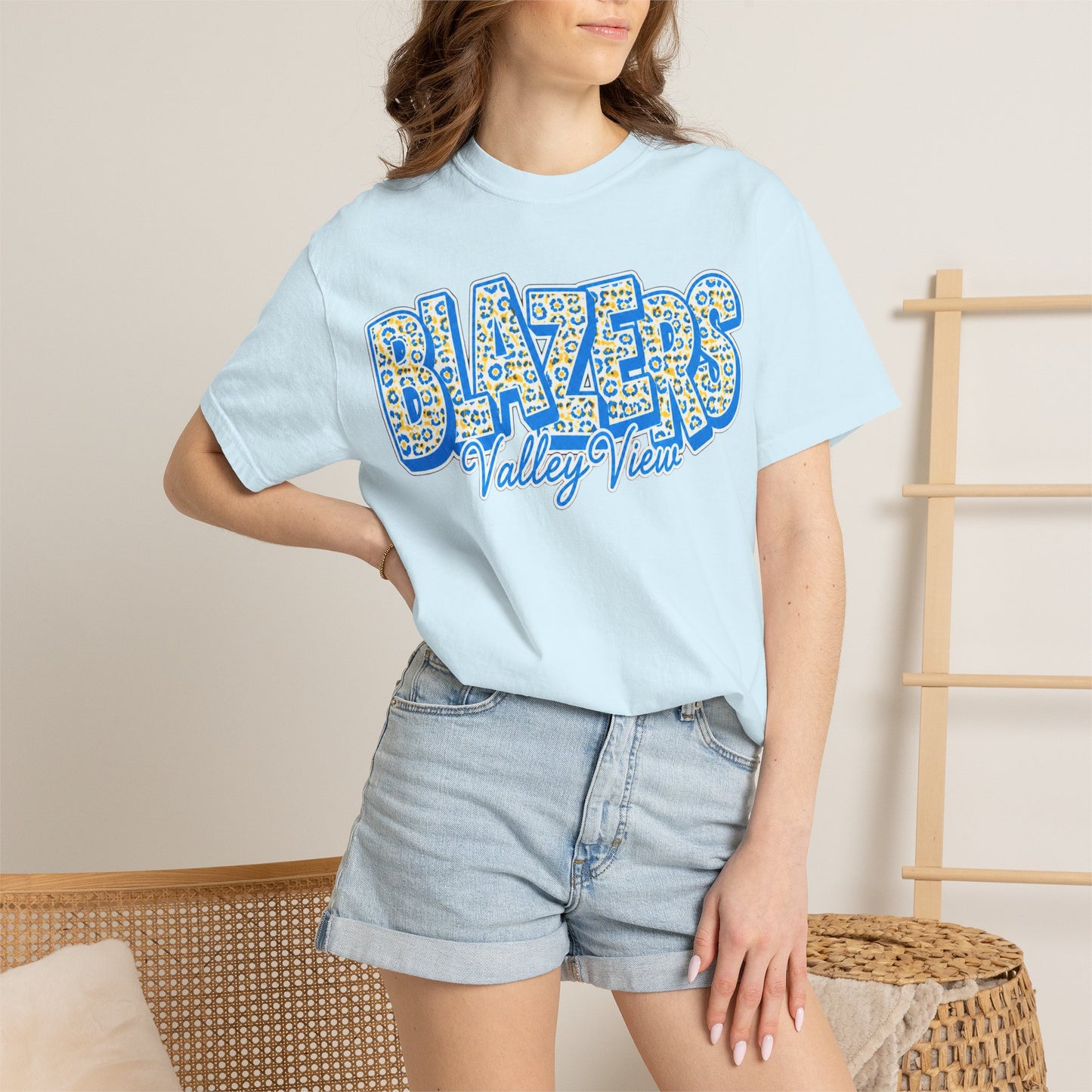 ADULT. Blazers Valley View Leopard Print T-Shirt - Stacked font