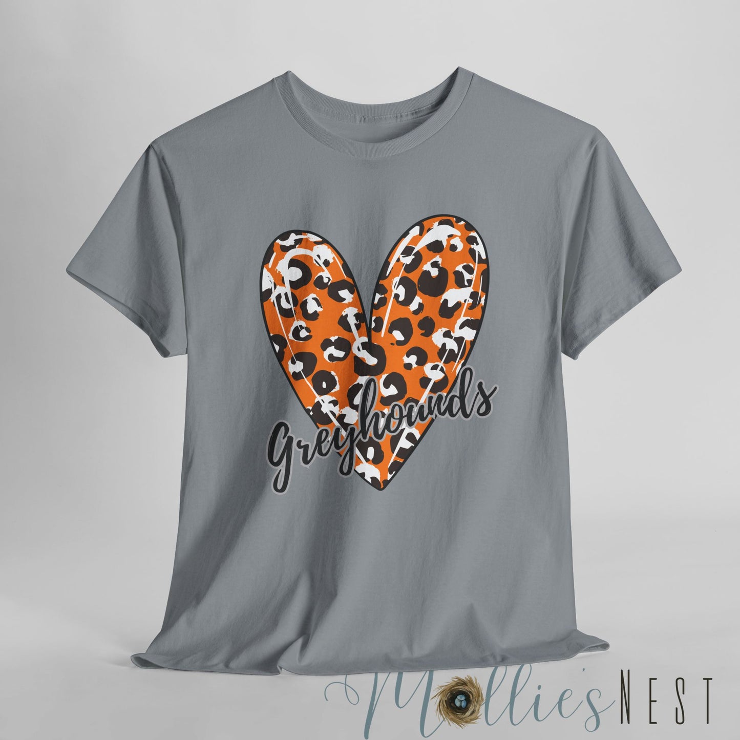 Greyhounds Leopard Heart. Heavy Cotton Tee