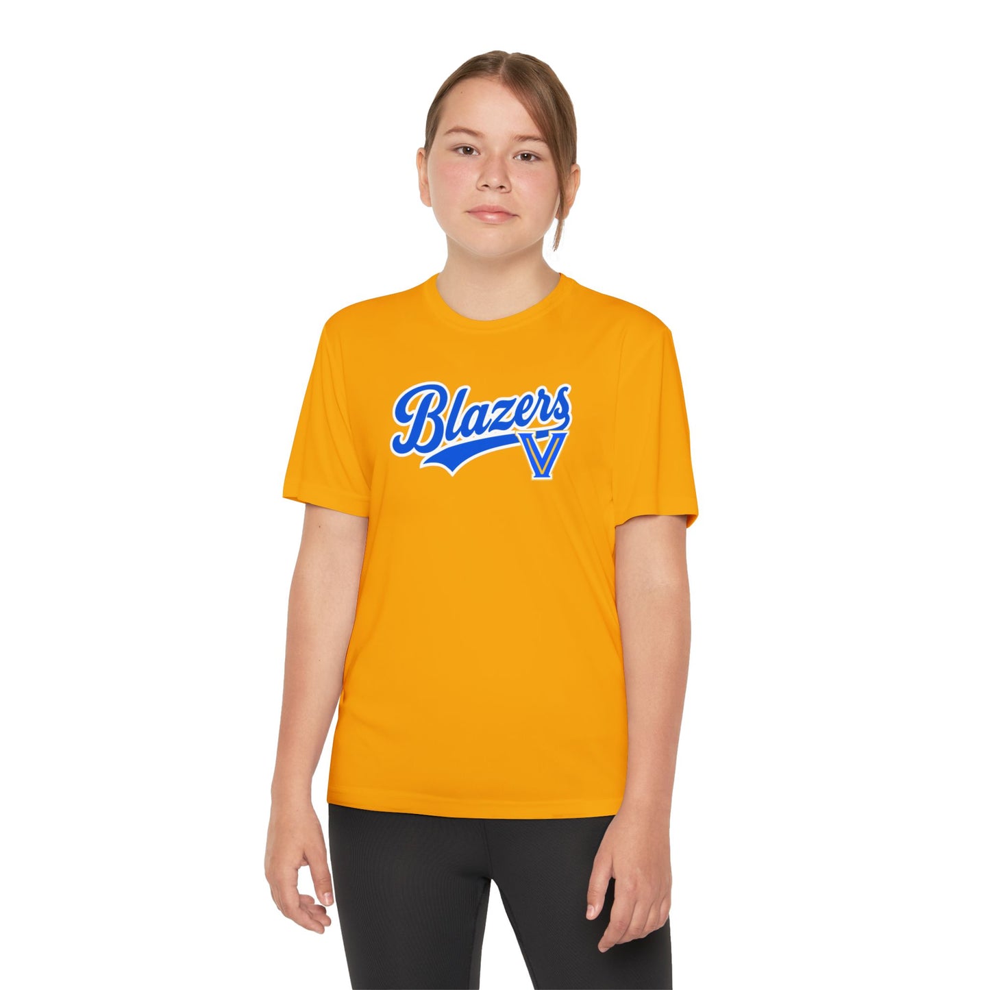 Blazers Youth Drifit — Blue Script Logo Team Shirt