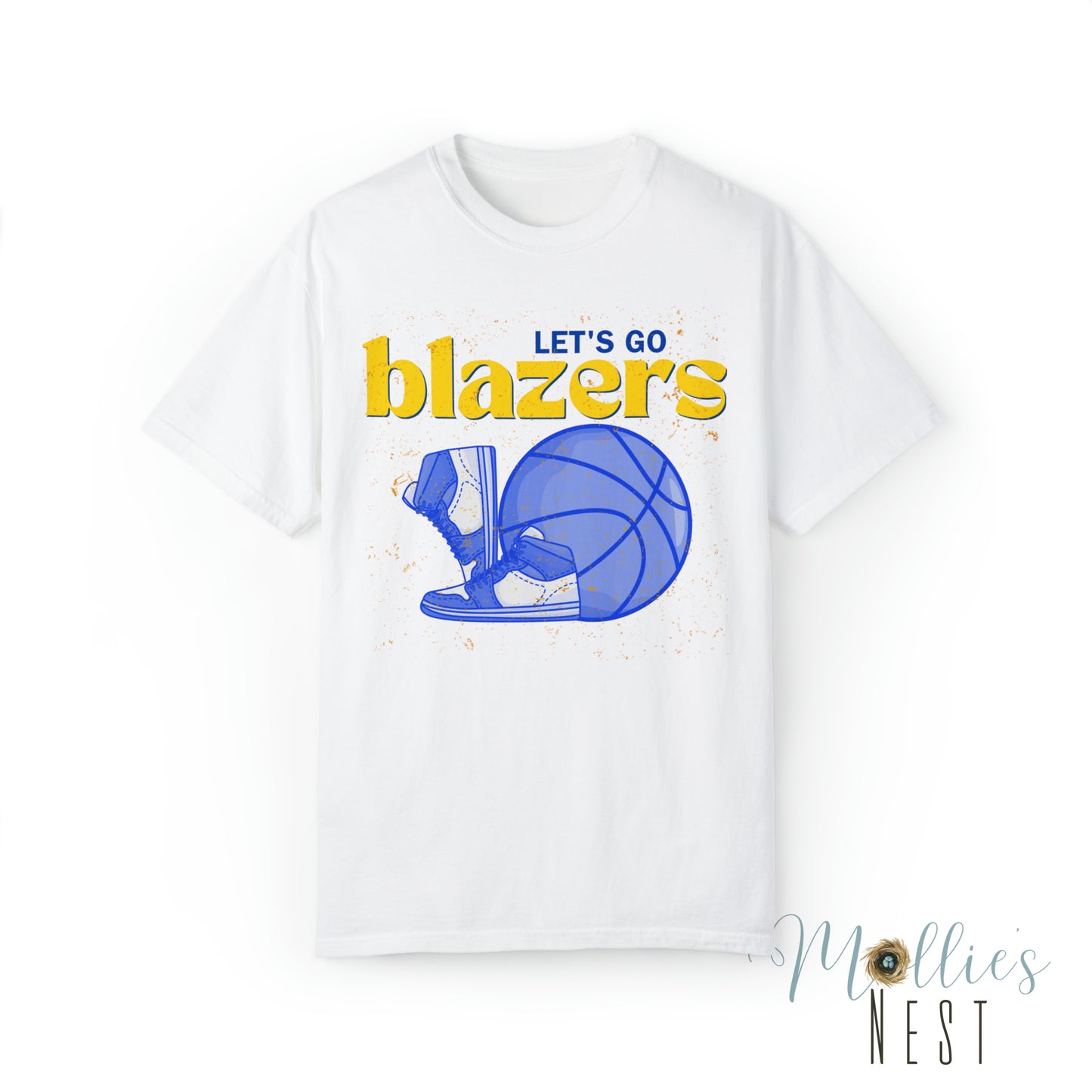 Blazer Basketball -Shoe.Ball Garment-Dyed T-shirt. comfort colors