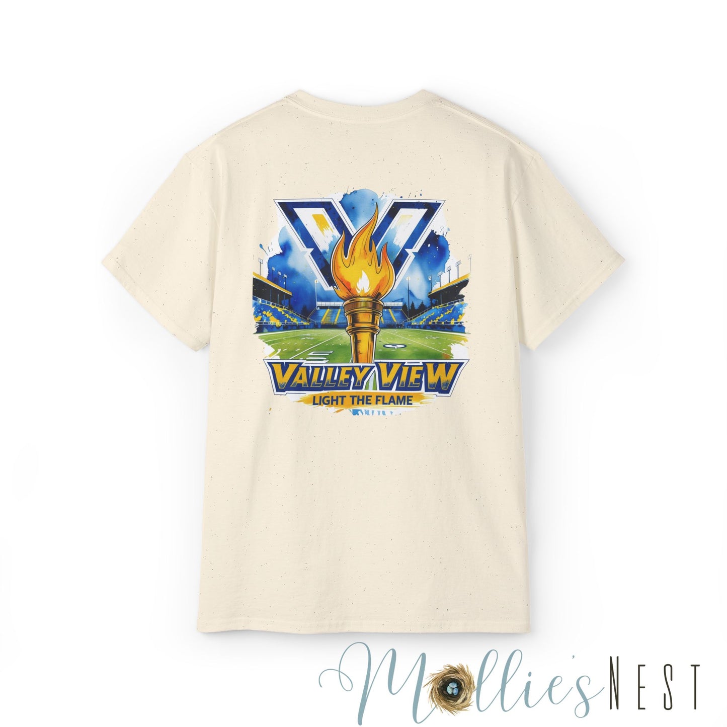 ADULT. Valley View Light the Flame Unisex Cotton Tee, Casual T-Shirt - Football - School Spirit