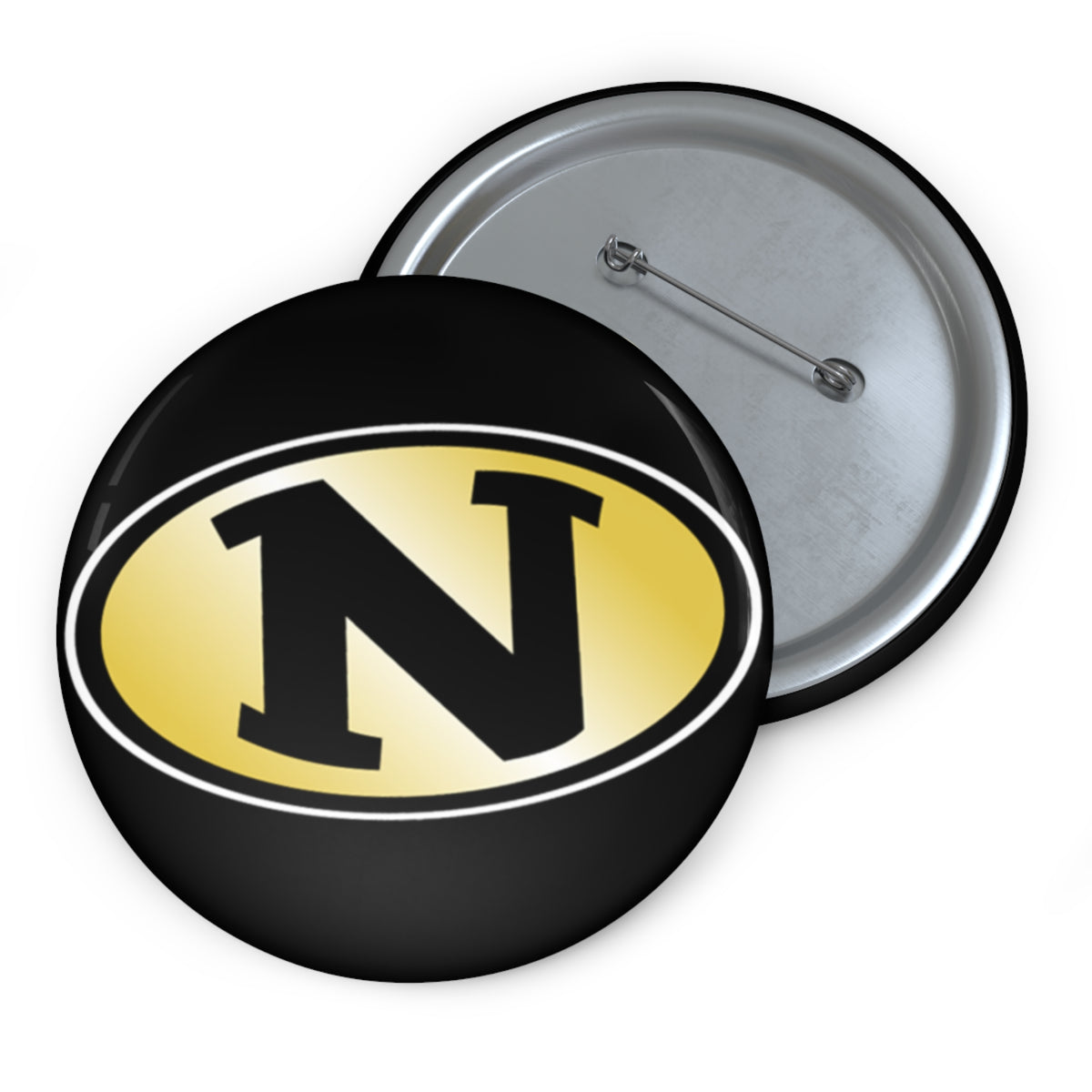 Nettleton Raiders Button 2— Black & Gold 'N' Logo Custom Pin, School Spirit Lapel Button