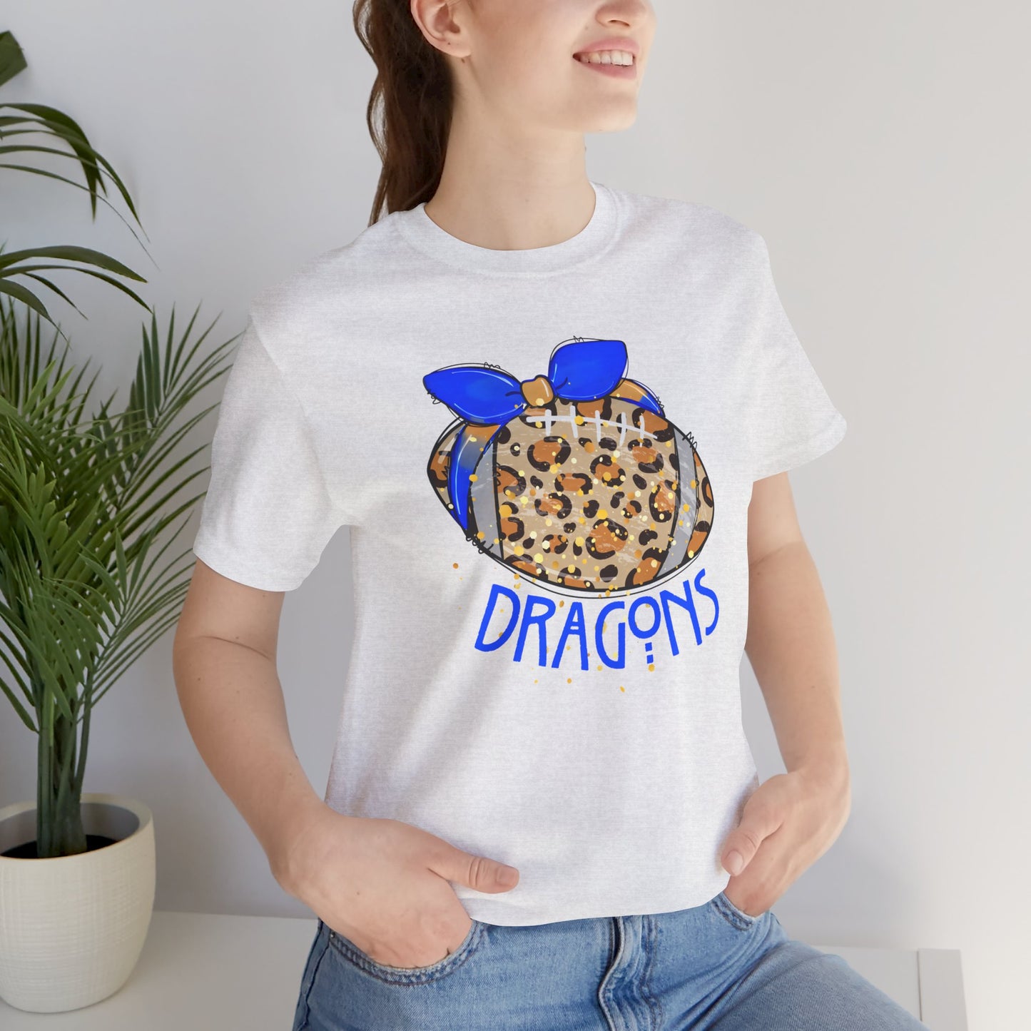 ADULT DRAGONS LEOPARD FOOTBALL. Jersey Short Sleeve Tee