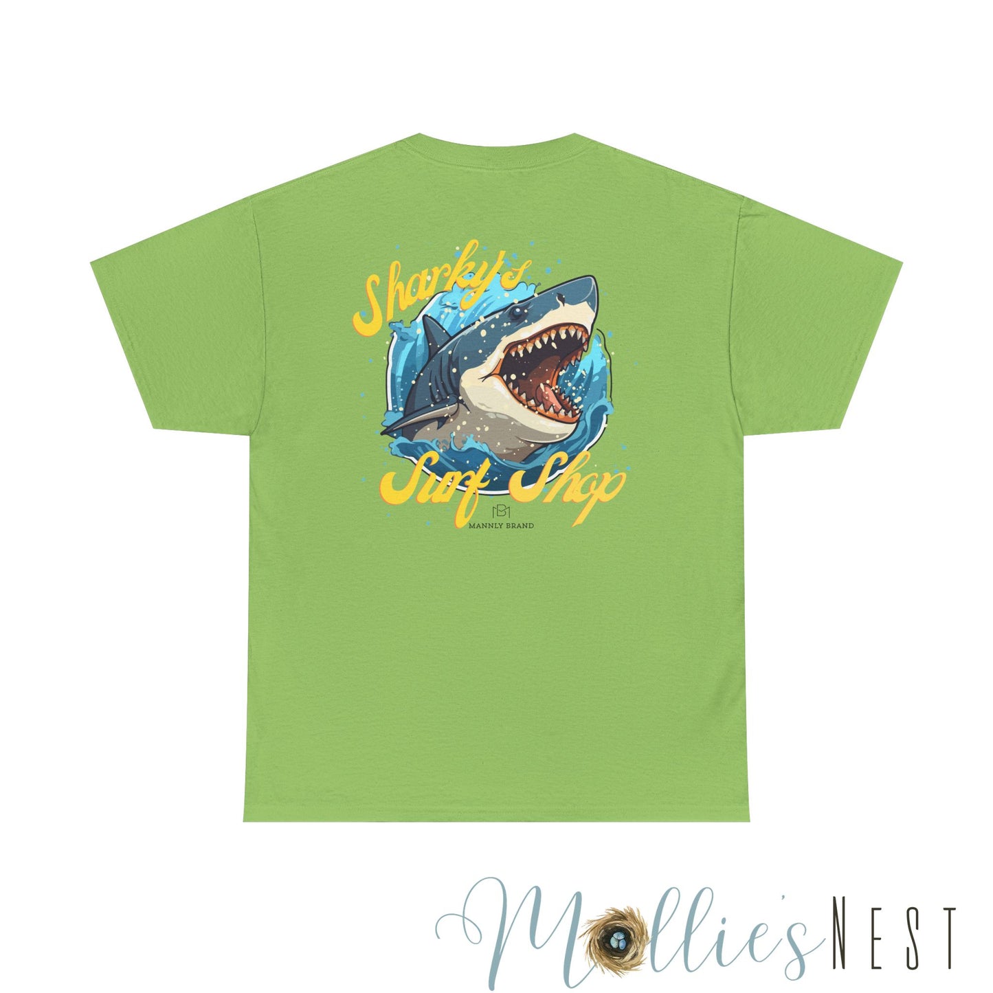 Shark Surf Style Tee, Unisex Cotton T-Shirt for Beach Lovers, Shark Graphic Tee, Surfing Summer Apparel, Ocean Vibe Apparel. Mannly Brand