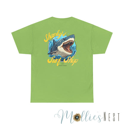Shark Surf Style Tee, Unisex Cotton T-Shirt for Beach Lovers, Shark Graphic Tee, Surfing Summer Apparel, Ocean Vibe Apparel. Mannly Brand