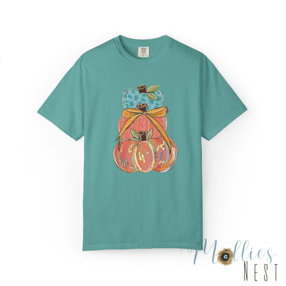 Pumpkin Stack T-Shirt — Handpainted Fall Pumpkin Stack Graphic Tee