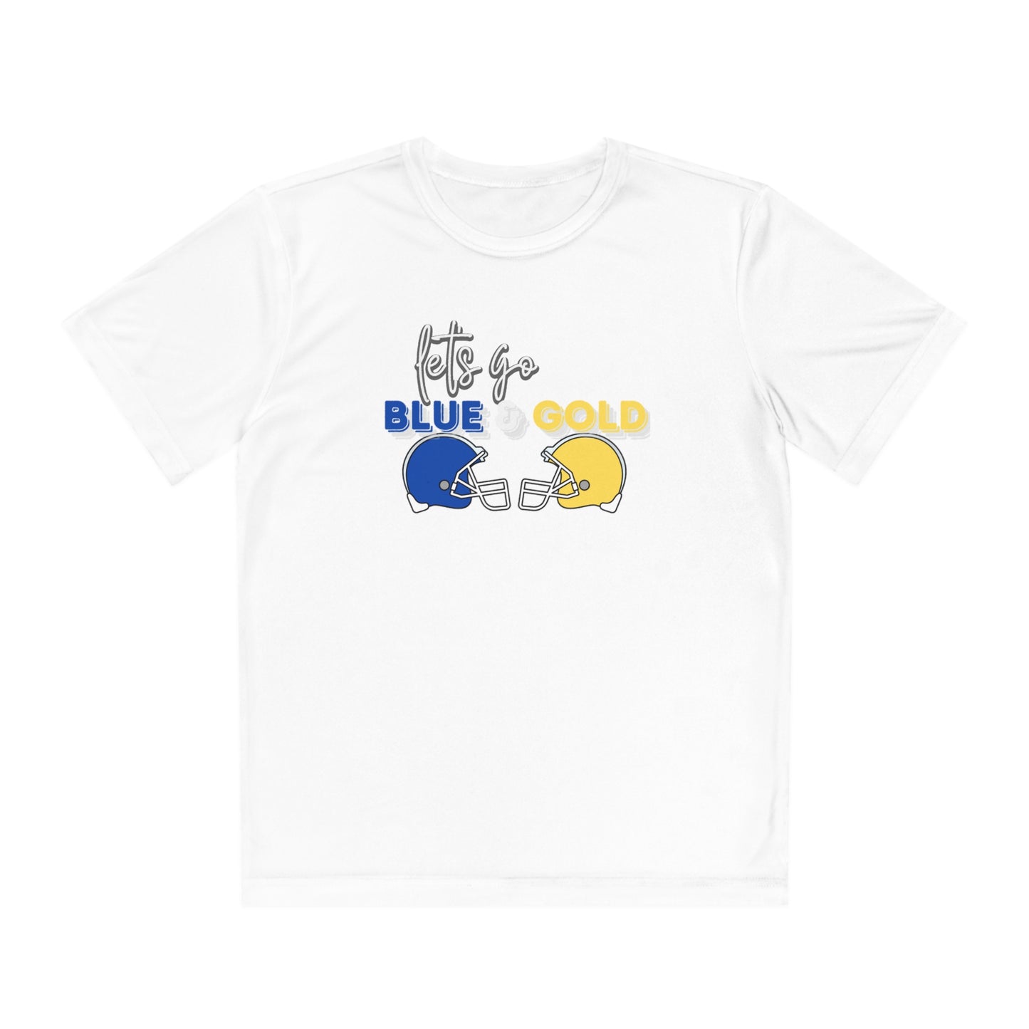 Youth Blue & Gold Football. DRIFIT Competitor Tee