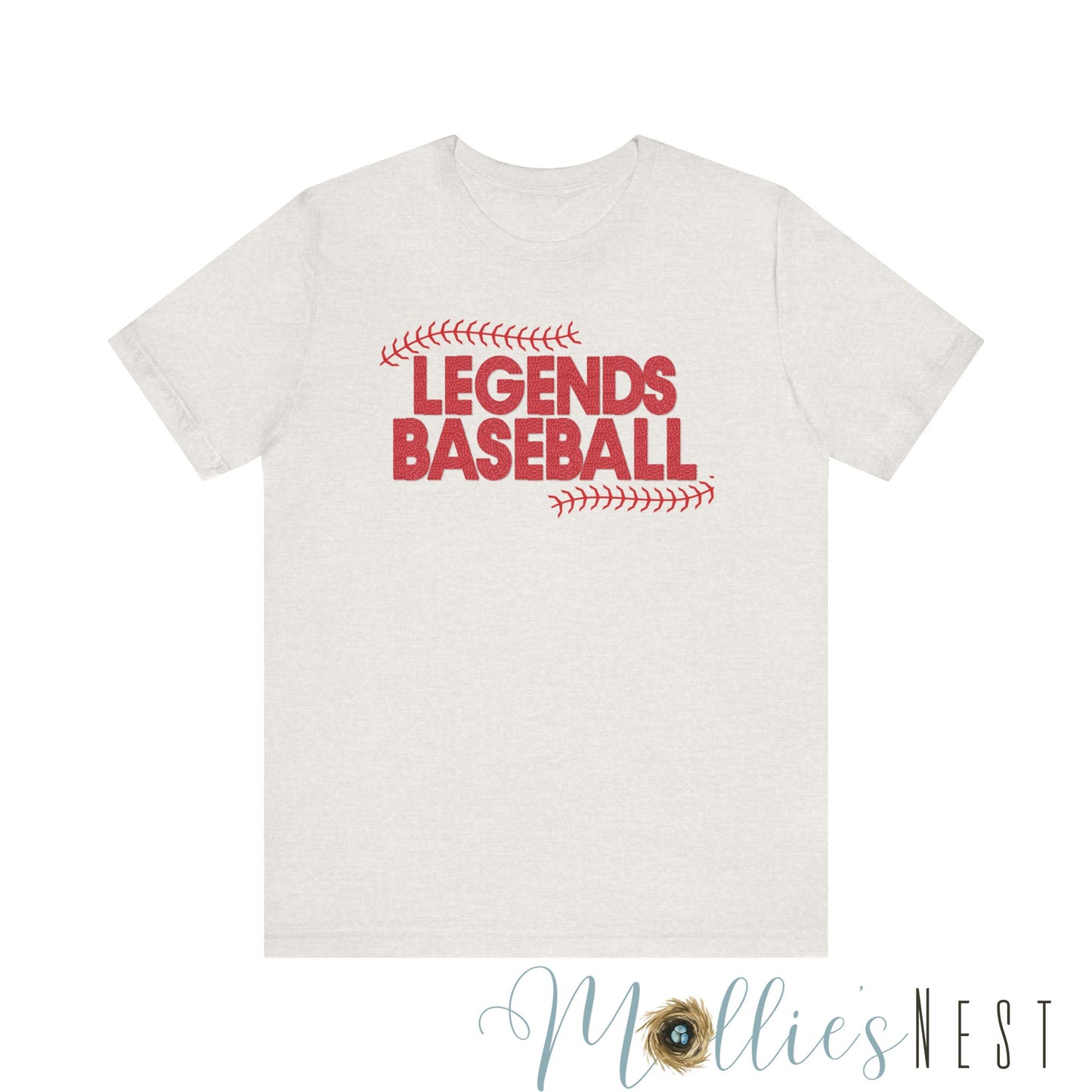 Unisex Jersey Short Sleeve Tee. LEGENDS BASEBALL FAUX EMBROIDERY