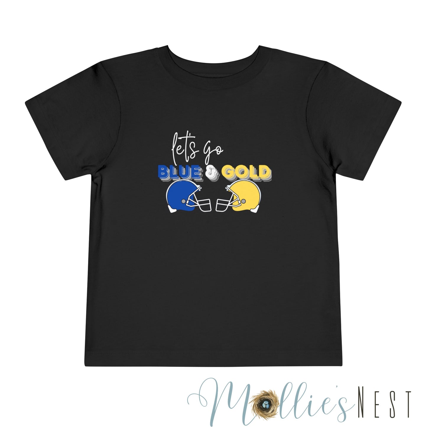 Toddler Blue & Gold Football Short Sleeve Tee