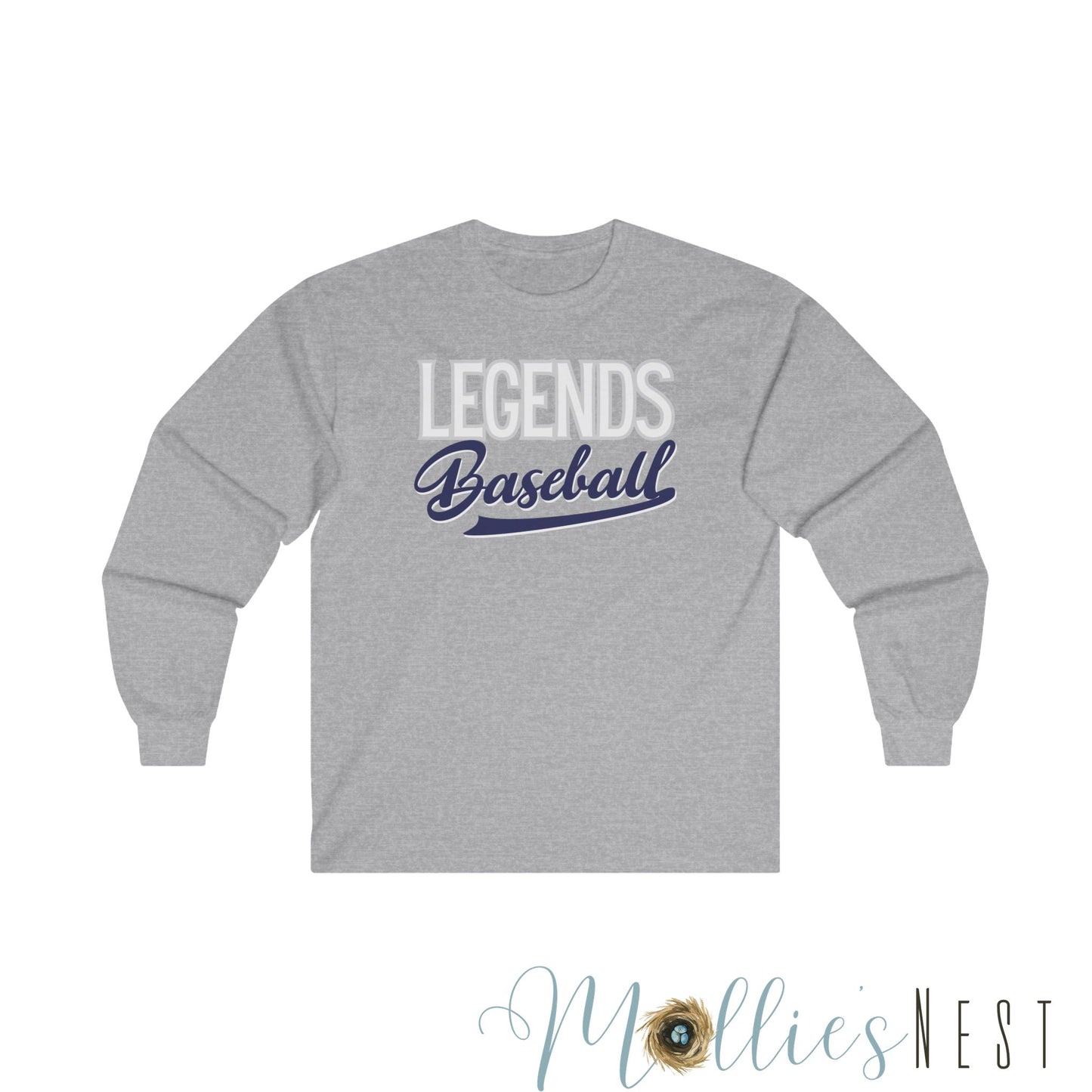 Unisex Ultra Cotton Long Sleeve Tee. ADULT LEGENDS BASEBALL