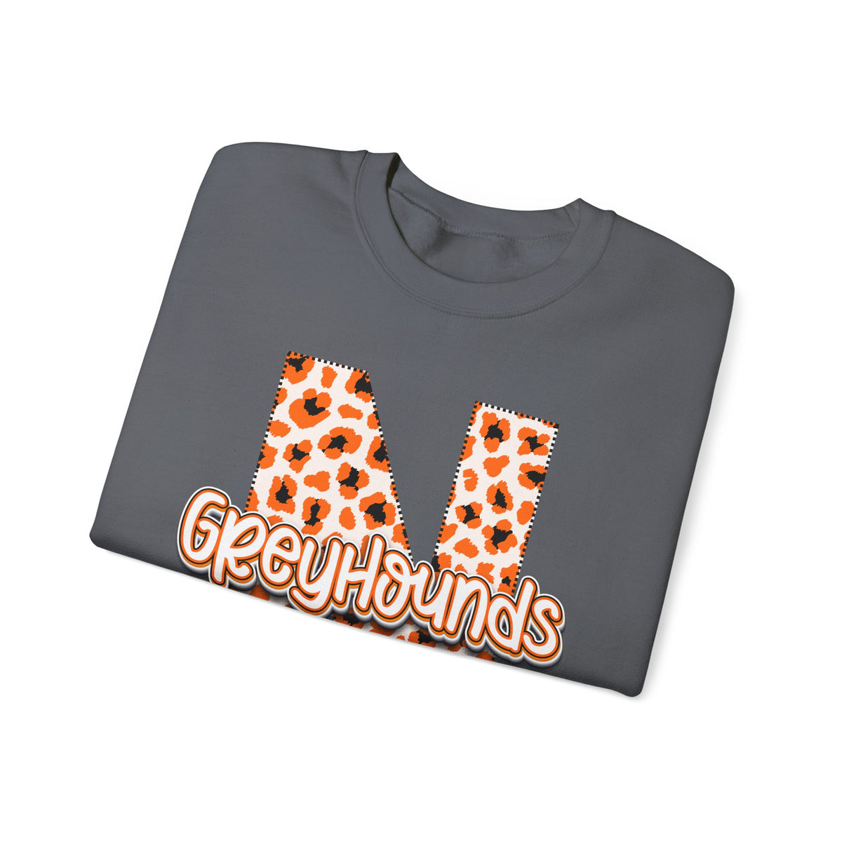 ADULT. Newport Greyhounds Leopard Print Letter N Crewneck Sweatshirt