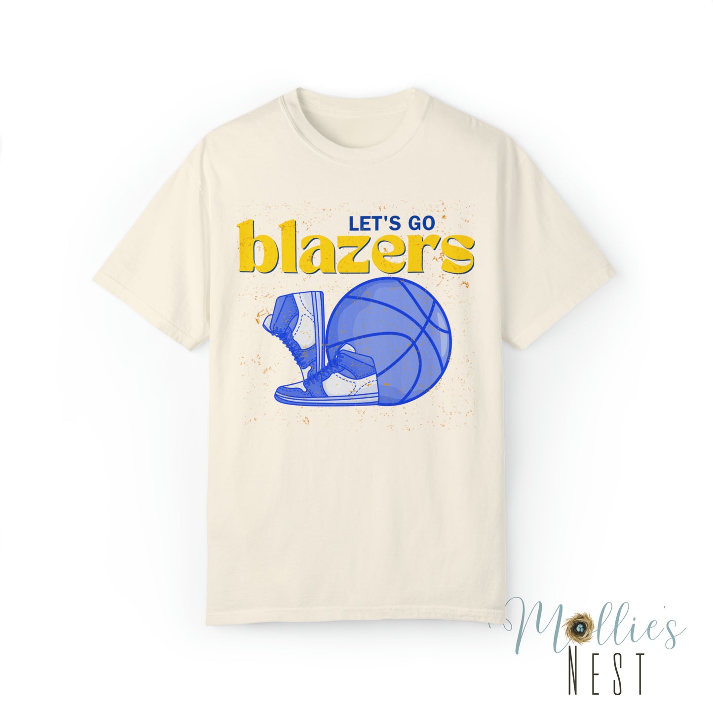 Blazer Basketball -Shoe.Ball Garment-Dyed T-shirt. comfort colors