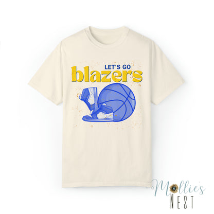 Blazer Basketball -Shoe.Ball Garment-Dyed T-shirt. comfort colors