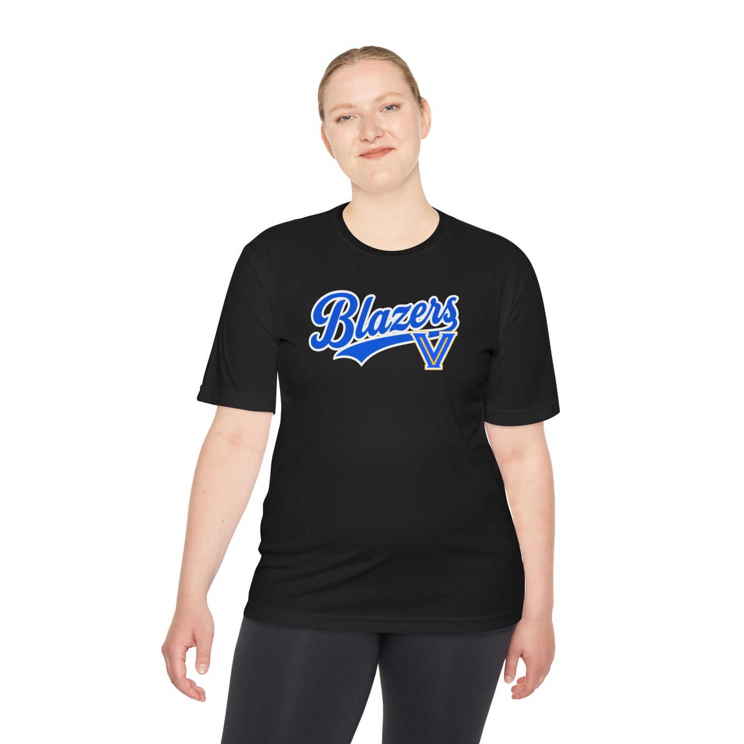 Adult. Blazers Valley View Script Performance Tee – Moisture-Wicking Athletic Shirt