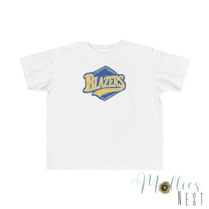 Toddler BLAZERS Retro Logo T‑Shirt — Valley View (Vintage Blue & Gold)
