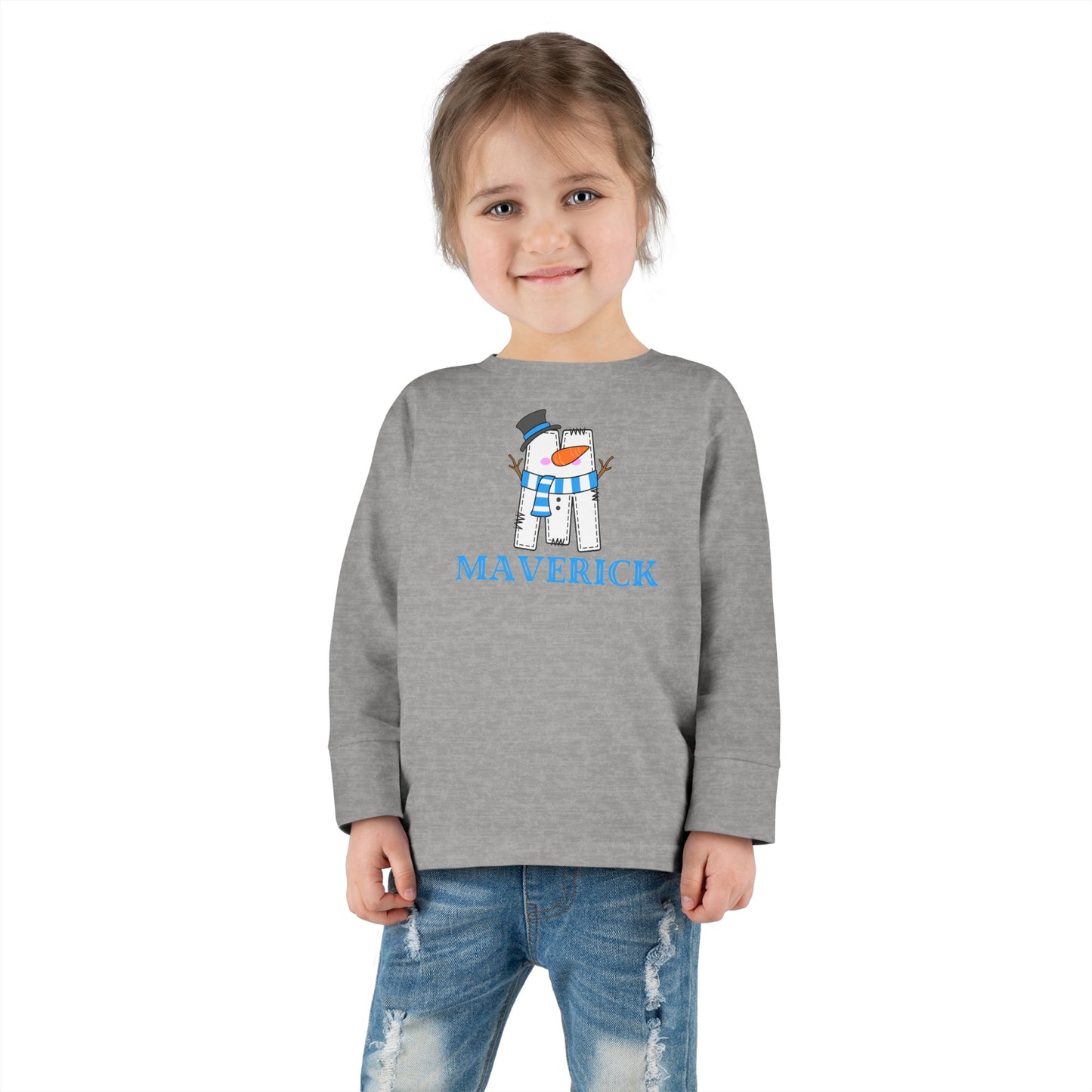 Toddler Long Sleeve Tee. SNOWMAN NAME