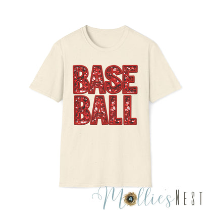 Baseball FAUX Glitter Unisex Softstyle T-Shirt - Perfect for Fans and Players