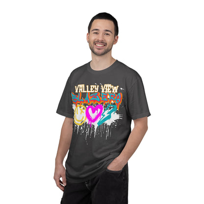 Valley View Blazers Graffiti Tee — Neon Heart, Smile & Lightning Shirt