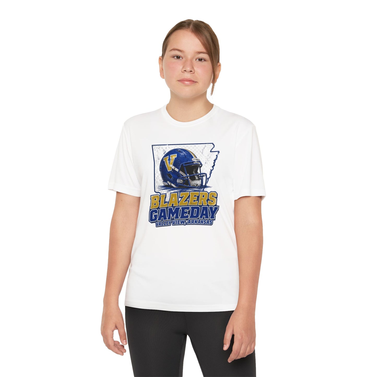 Youth Blazers DRIFIT Gameday Tee – Team Helmet Arkansas Football Shirt