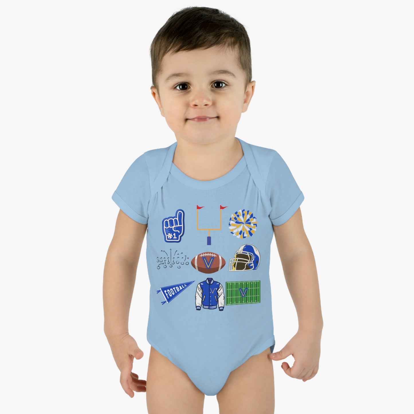 Infant Valley View Football. Baby Rib Bodysuit