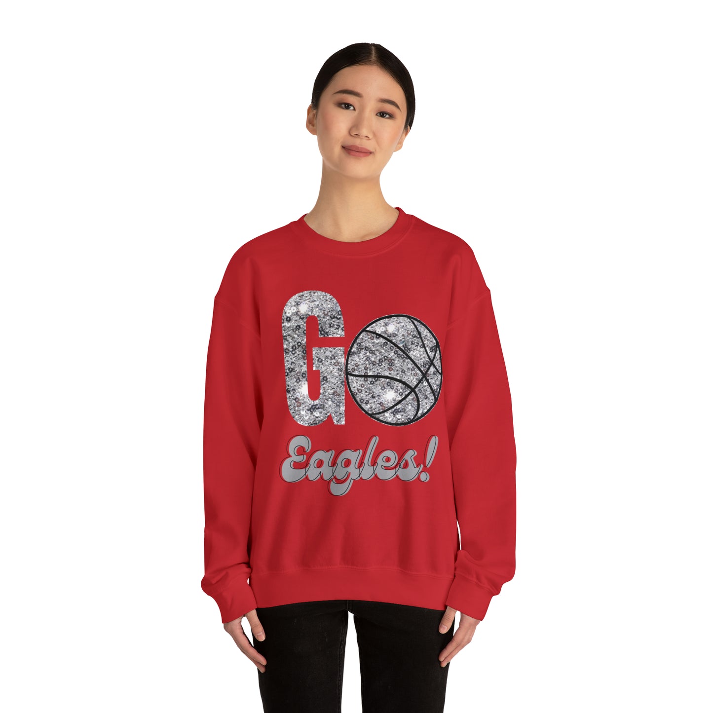 Eagles Faux* Glitter Basketball Heavy Blend™ Crewneck Sweatshirt