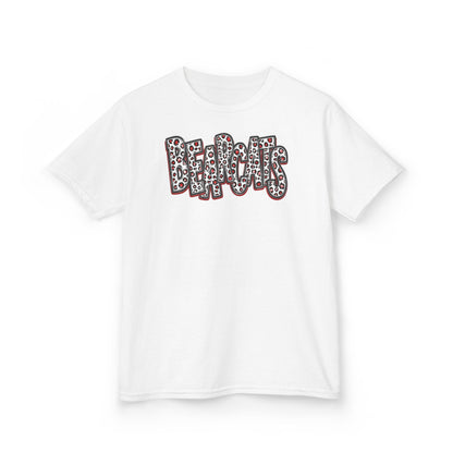 Youth Brookland Bearcats. Leopard Stacked - GILDAN brand (Red)