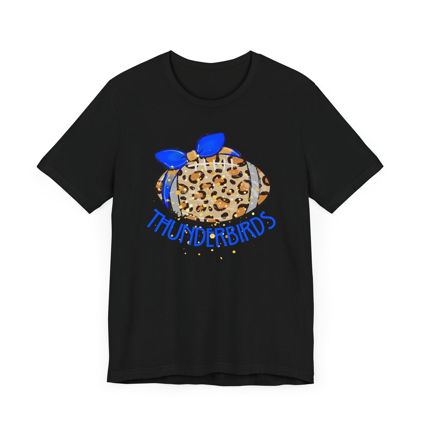 Thunderbirds Leopard Football. ADULT Jersey Short Sleeve Tee