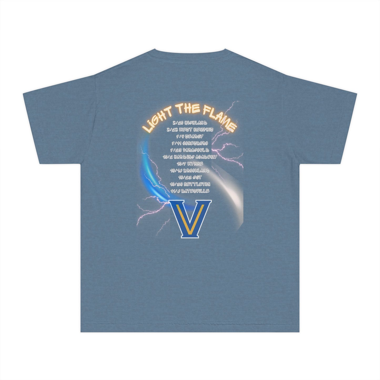 Valley View Blazers Youth Football Tee — "Light the Flame" Team Shirt.2026Schedule
