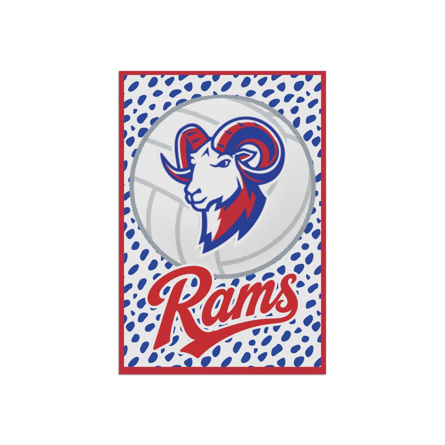 Rams Garden Flag — Blue & Red Mascot Volleyball Yard Banner