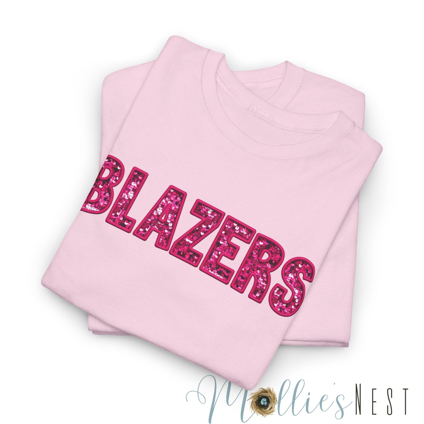 Unisex Heavy Cotton Tee. Blazers PINK FAUX sequins