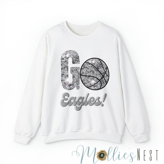 Eagles Faux* Glitter Basketball Heavy Blend™ Crewneck Sweatshirt