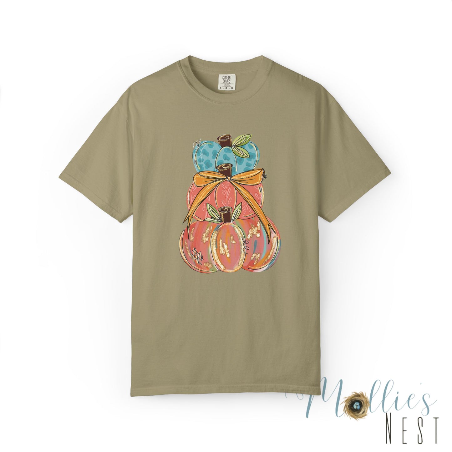 Pumpkin Stack T-Shirt — Handpainted Fall Pumpkin Stack Graphic Tee