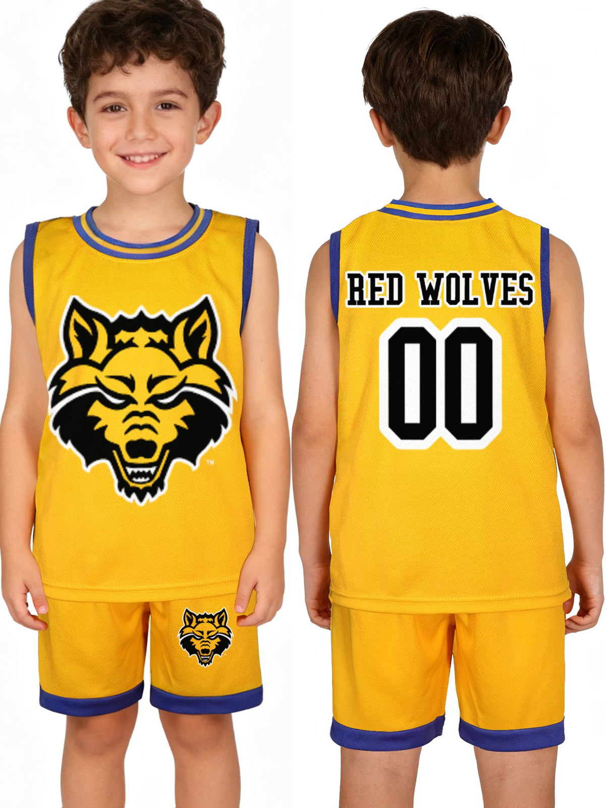 Red Wolves Children's Basketball Jersey Set