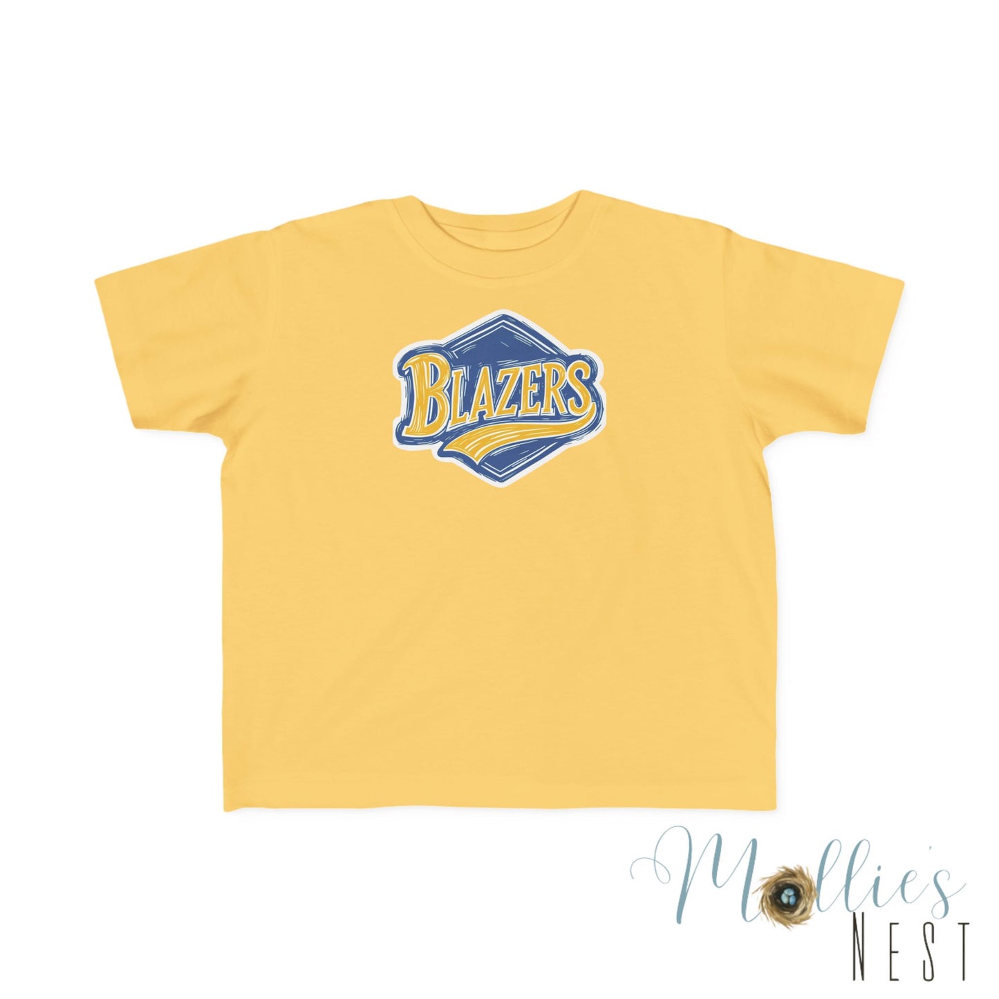 Toddler BLAZERS Retro Logo T‑Shirt — Valley View (Vintage Blue & Gold)