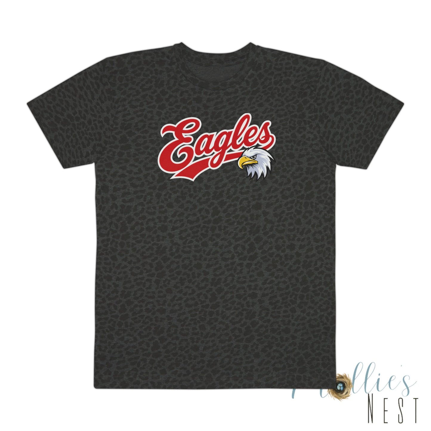 Eagles Graphic Tee — Leopard or Camo Shirt with Eagle Head (Green & Red)