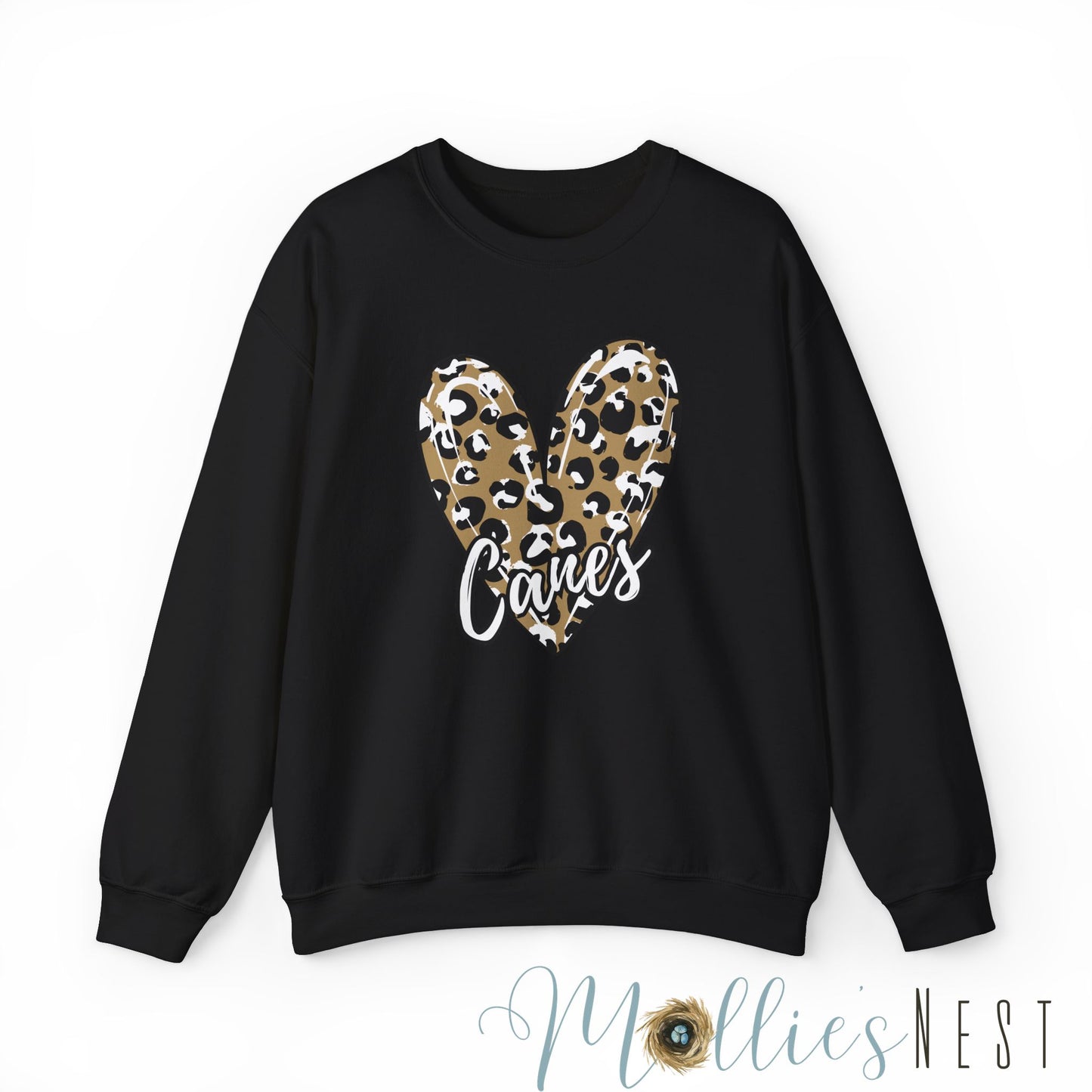 Canes. Leopard Heart. Heavy Blend™ Crewneck Sweatshirt