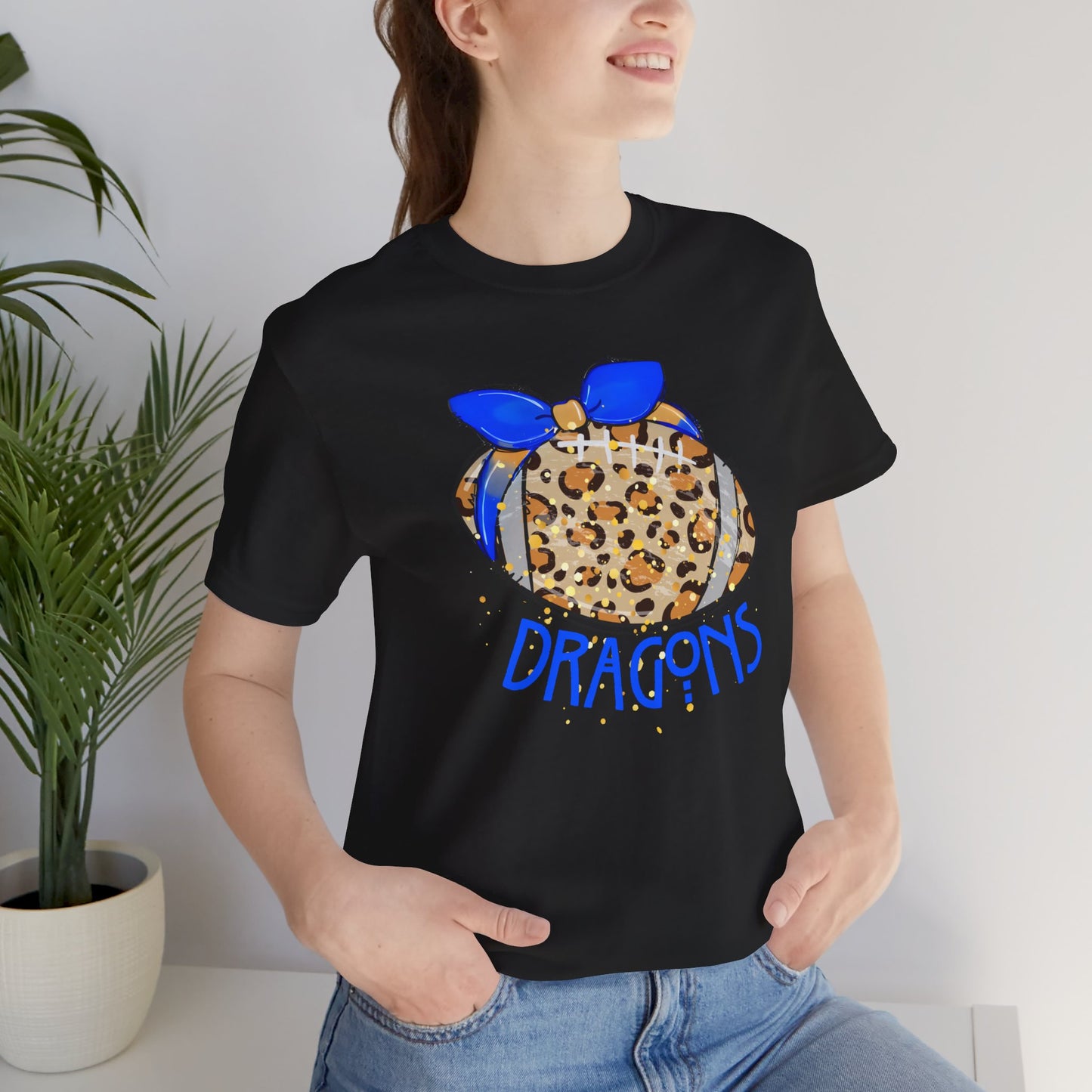 ADULT DRAGONS LEOPARD FOOTBALL. Jersey Short Sleeve Tee