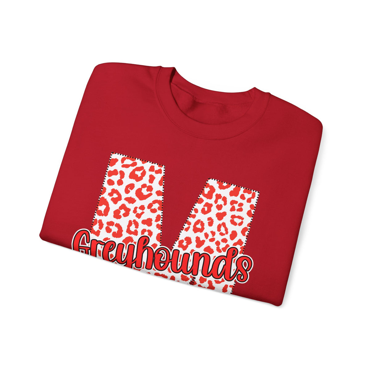 Adult. Marmaduke Greyhounds Leopard Print Initial M Crewneck Sweatshirt